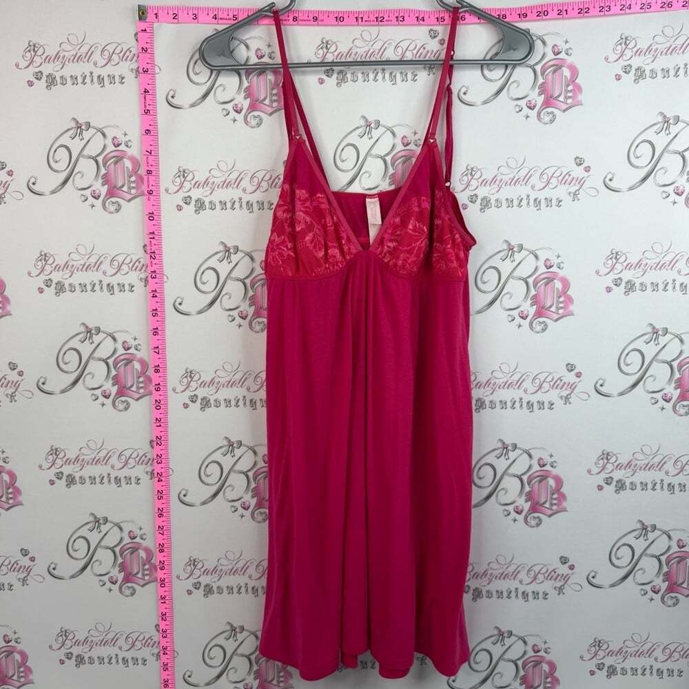 Victoria's Secret dress mini bright pink Fuchsia Lace-Trim Chemise babydoll